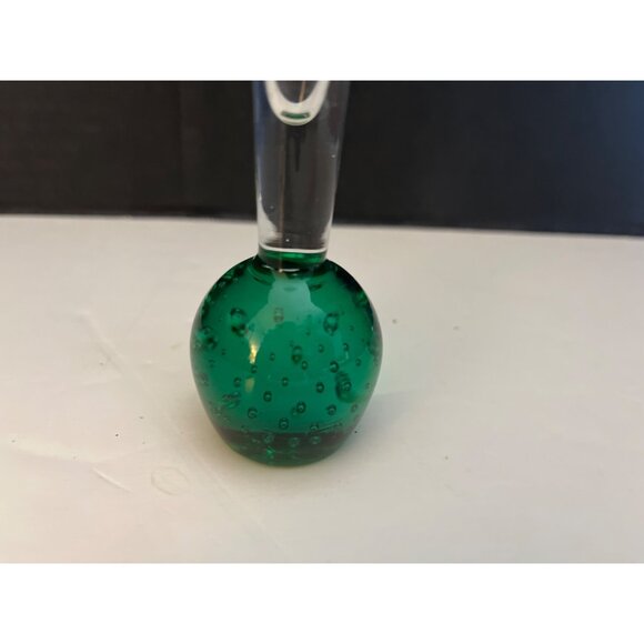 Vintage Green Bubble Glass Bud Vase MCM 6 1/2” - Picture 3 of 6